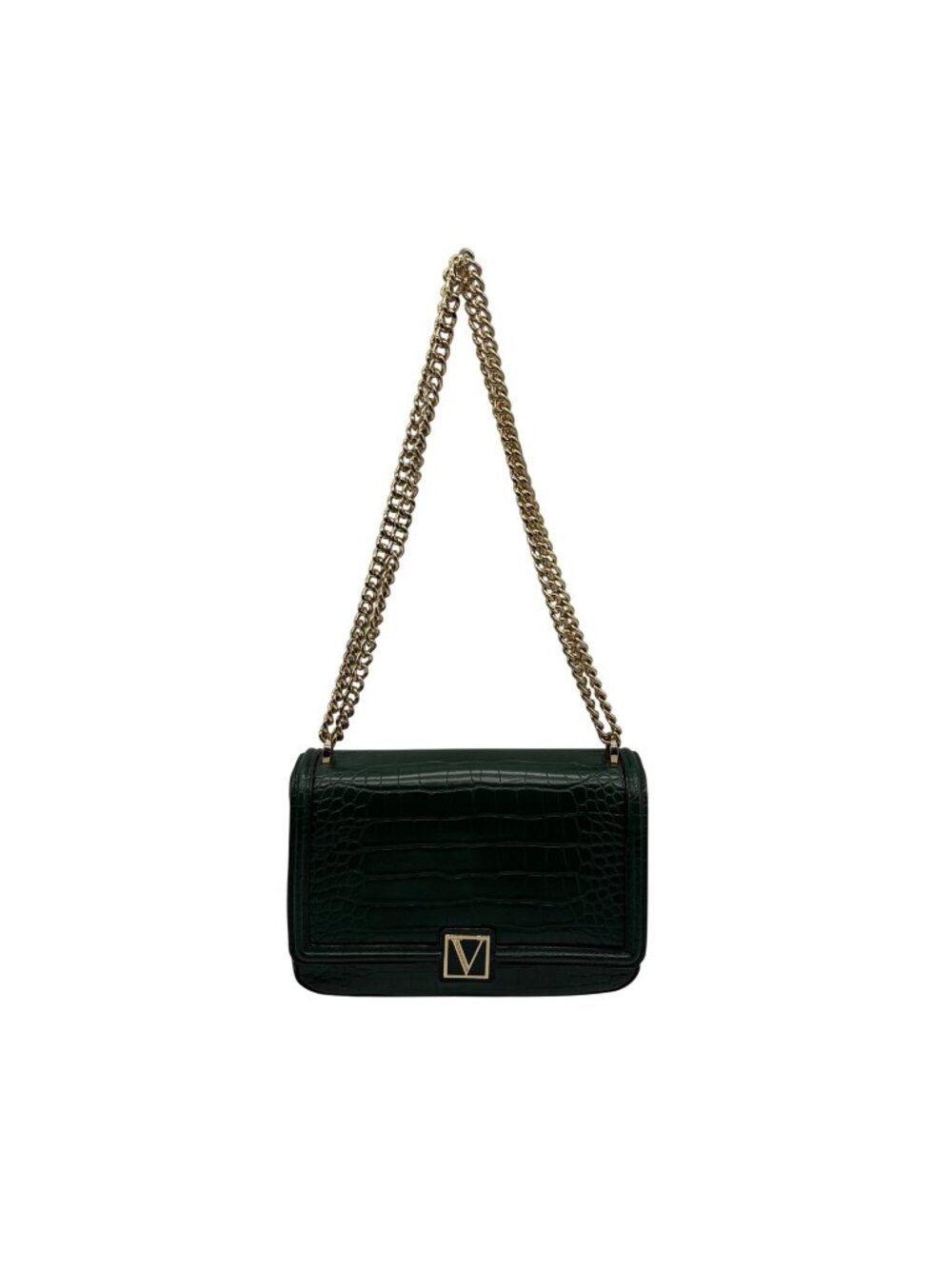 Victoria's Secret Dark Green Faux Leather Shoulder Bag With Wallet